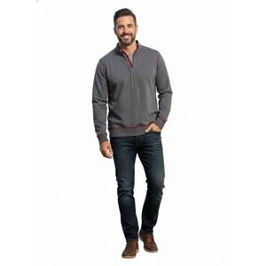 Tommy Bahama Flipside Reversible 1/4 Zip Pullover Sweatshirt - Gray & Red